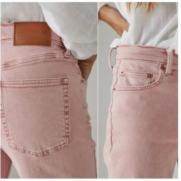 Lucky Brand 90s Loose High Rise Crop Jeans Women’s 10/30 Light Pink Raw Hem - Picture 3 of 10